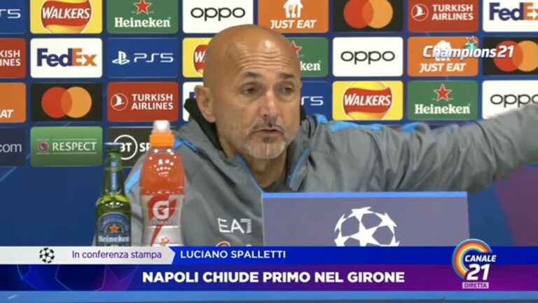 Spalletti: “Orgogliosi del 1° posto in Champions” (VIDEO)