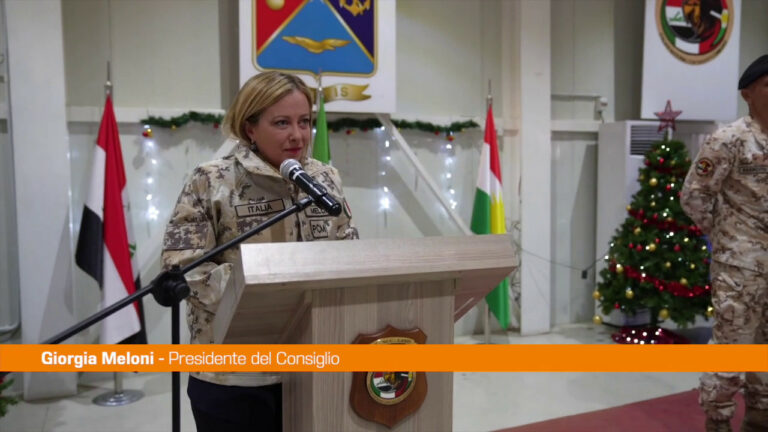 Iraq, Meloni ai militari italiani: “Italia fiera di voi” (VIDEO) Iraq, Meloni ai militari italiani: “Italia fiera di voi” (VIDEO)