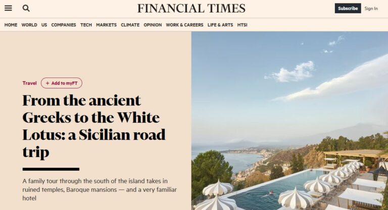 Il Financial Times incorona Taormina: dagli antichi Greci a The White Lotus