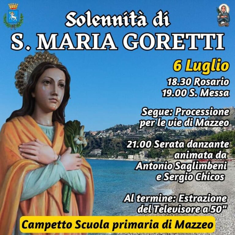 Solennità di Santa Maria Goretti: oggi le celebrazioni a Mazzeo Solennità di Santa Maria Goretti: oggi le celebrazioni a Mazzeo