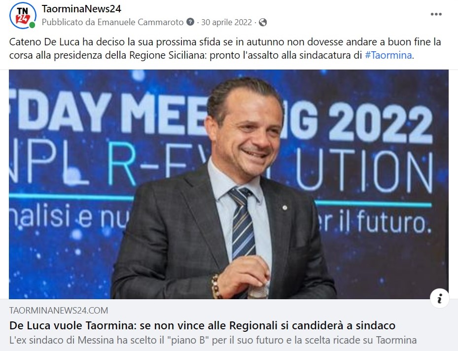 A Taormina il 30-04-2022 non ha insegnato niente alla politica? 1 De Luca Taorminanews24 1