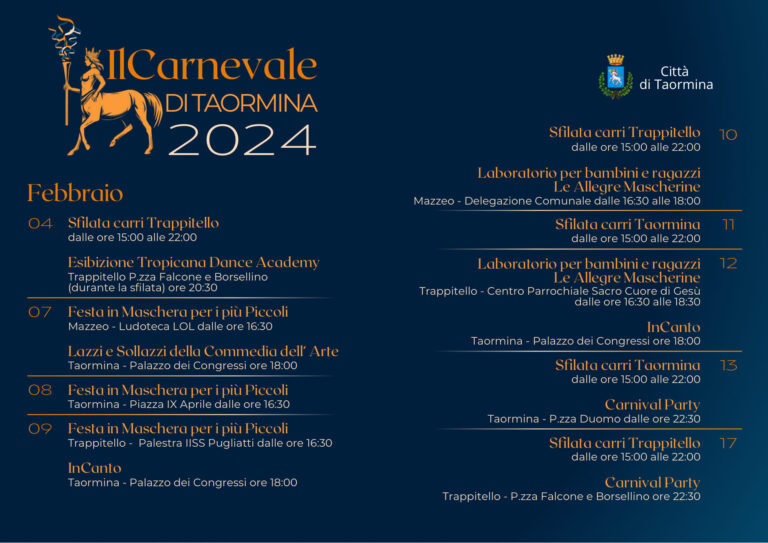 Carnevale 2024 a Taormina: è ufficiale il programma