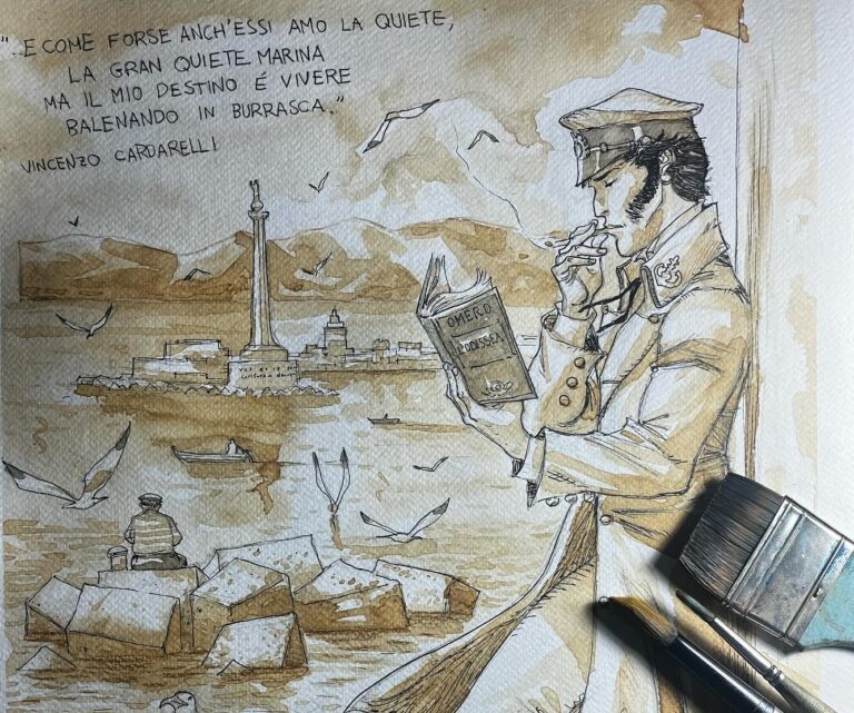 L’illustratore Lelio Bonaccorso raffigura Corto Maltese nello Stretto di Messina