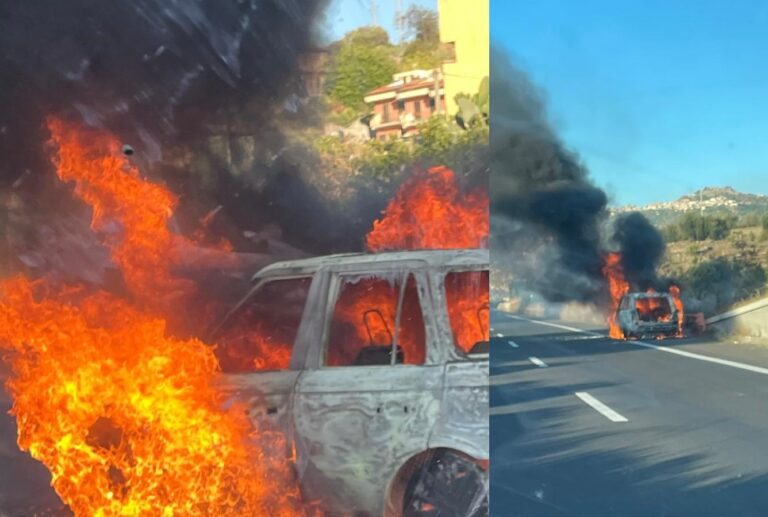A18, auto in fiamme a Santa Teresa di Riva