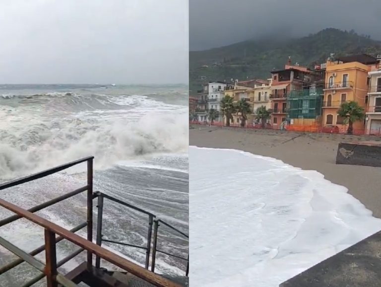 Il ciclone “Gabri” raggiunge Taormina: mareggiata a Mazzeo