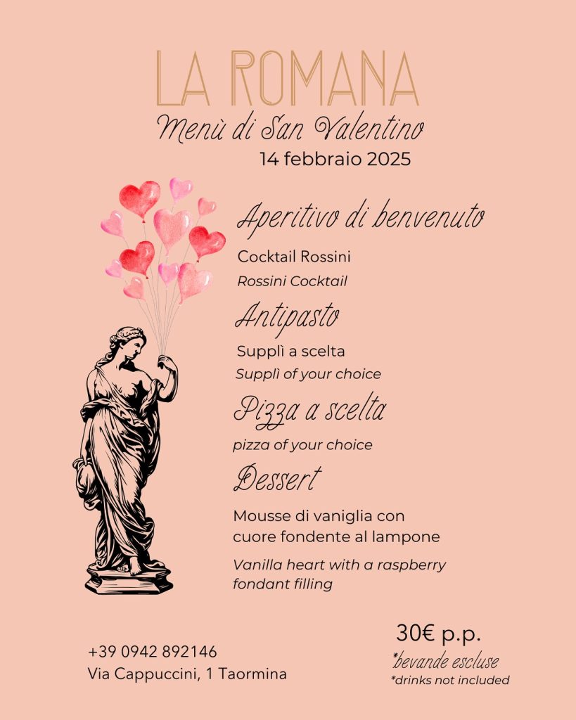 San Valentino a Taormina: amore e gusto con Villa Zuccaro Group. Scopri i menù speciali 2 La Romana