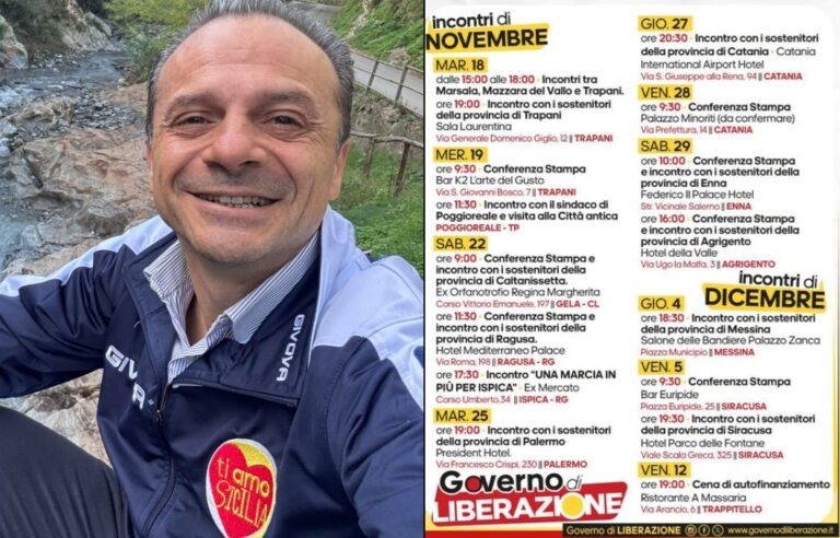 De Luca parte in tour per la Sicilia: “Riprendo il percorso interrotto due anni fa”. A Taormina resta il co-sindaco Brocato