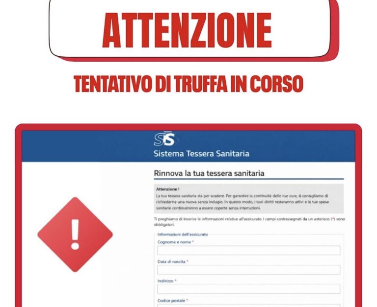 Tessera sanitaria, il Ministero lancia l’allarme truffe online: false email sul rinnovo