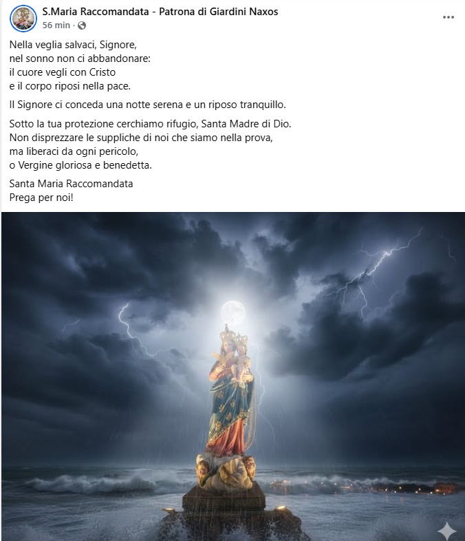 La mareggiata avanza, Naxos invoca la Patrona: "Santa Maria Raccomandata, liberaci dal pericolo" 1 santa maria raccomandata 2