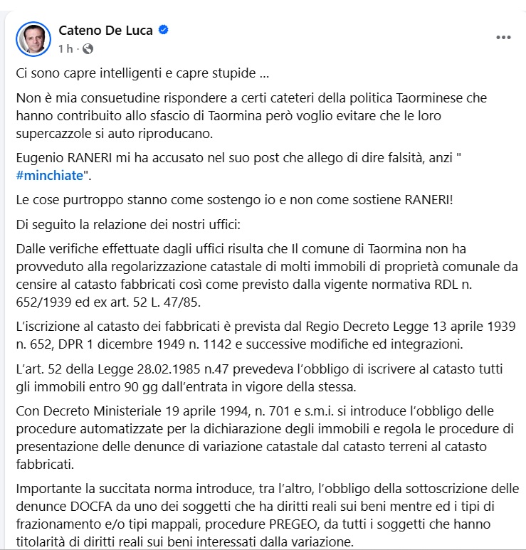 Taormina, rissa social tra Raneri e De Luca: volano parole grosse 2 De Luca 01
