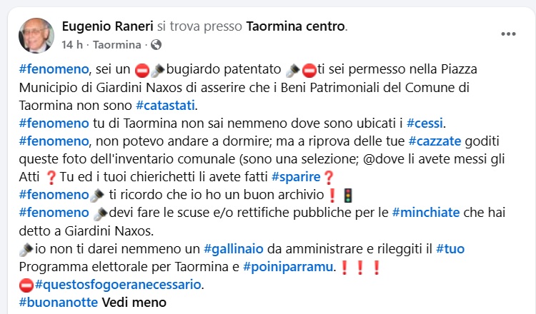 Taormina, rissa social tra Raneri e De Luca: volano parole grosse 1 Eugenio Raneri 1