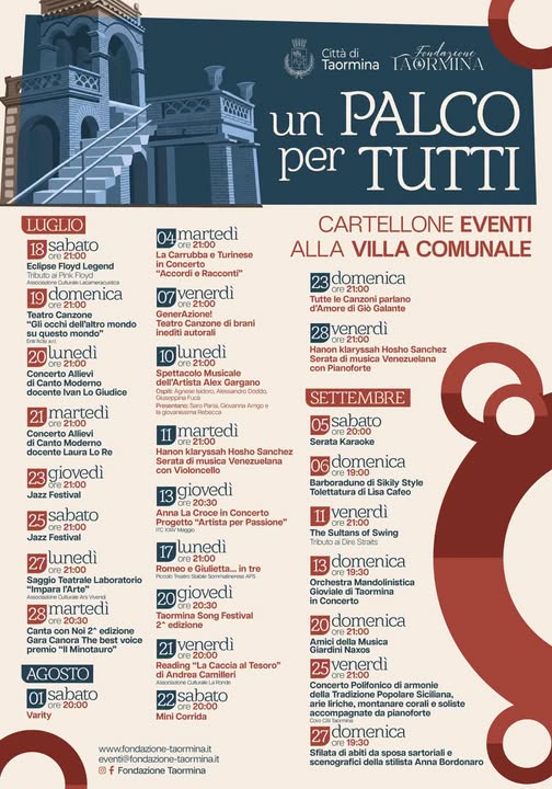Taormina, torna "Un palco per Tutti": ecco gli eventi 1 EVENTI UN PALCO PER TUTTI