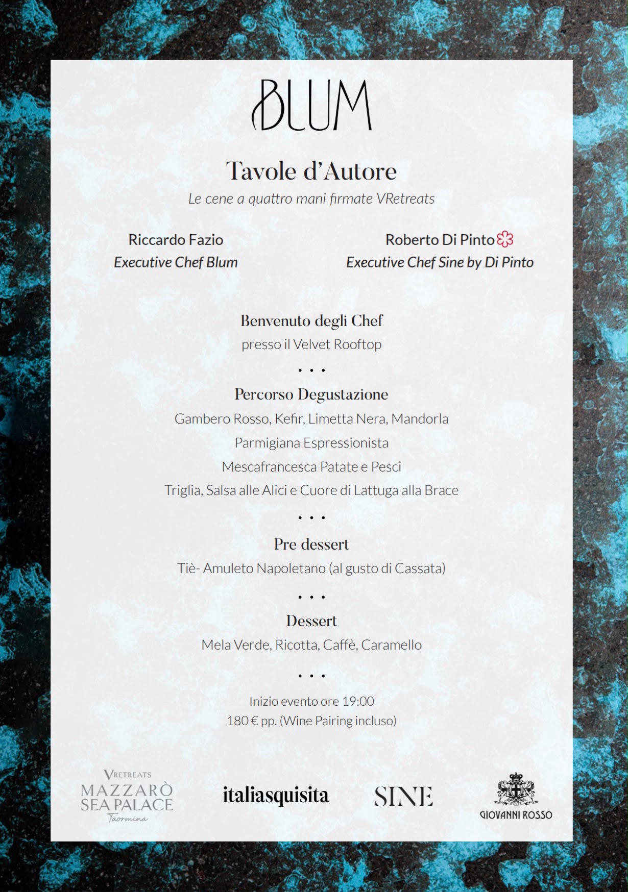 Blum Restaurant, il 26 luglio cena a 4 mani al Mazzarò Sea Palace di Taormina 1 IMG 20260722 WA0011