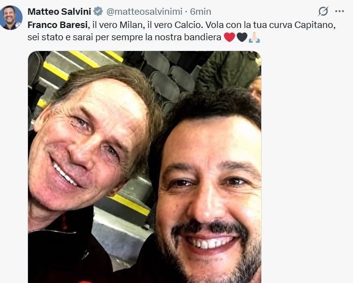 Franco Baresi lotta ancora, il Milan smentisce la morte 1 salvini baresi 2