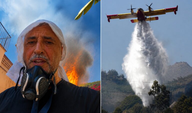Taormina, il coraggio di Parisi: sfida le fiamme e salva due ville